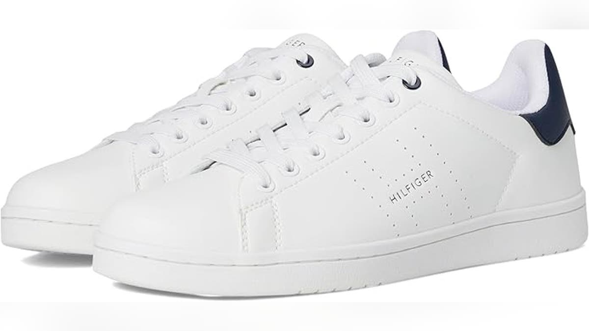 A fresh pair of white sneakers.
