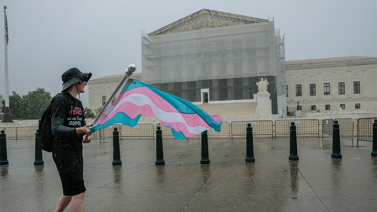 Transgender emblem being held extracurricular ultimate tribunal building