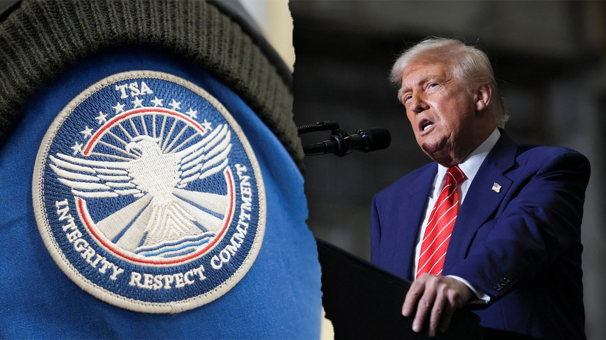 Split image of TSA, Trump
