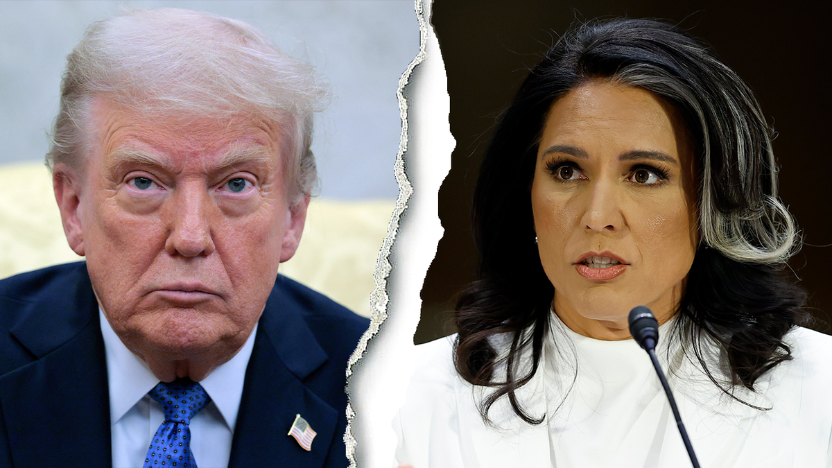 Trump and Gabbard photograph split