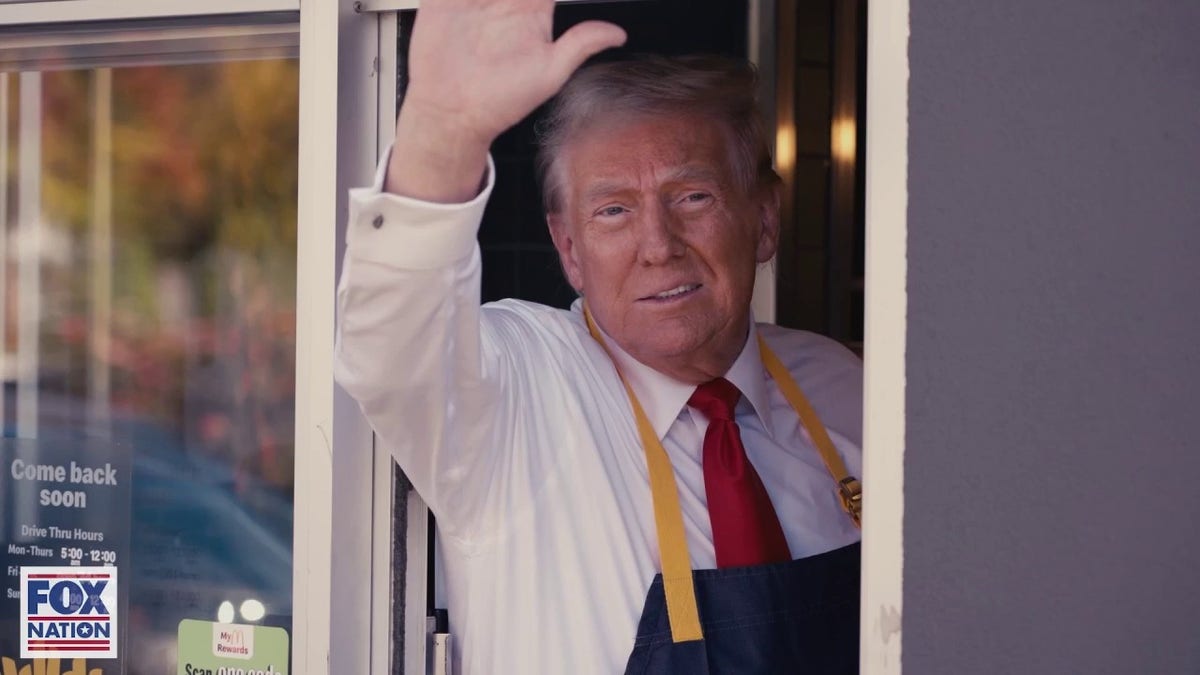 President Trump working the McDonald's drive thru menu