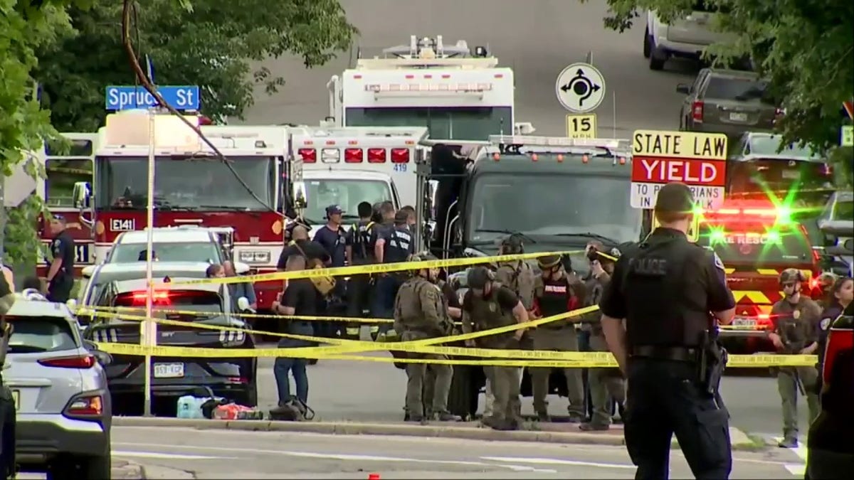 Boulder police taped off an area near the crime scene.