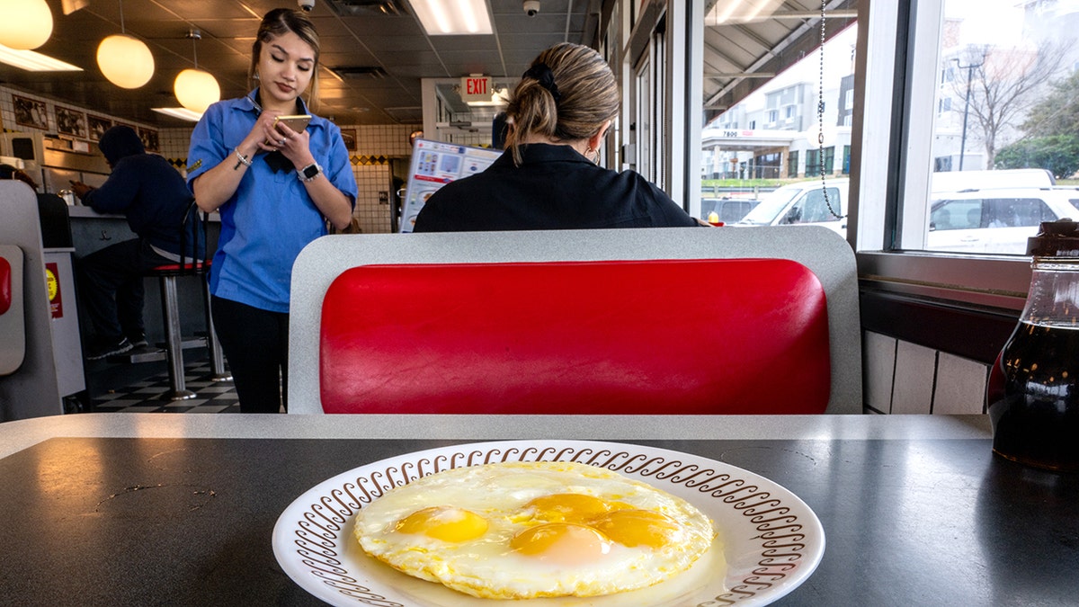 Eggs on a Waffle House table on February 05, 2025 in Austin, Texas.