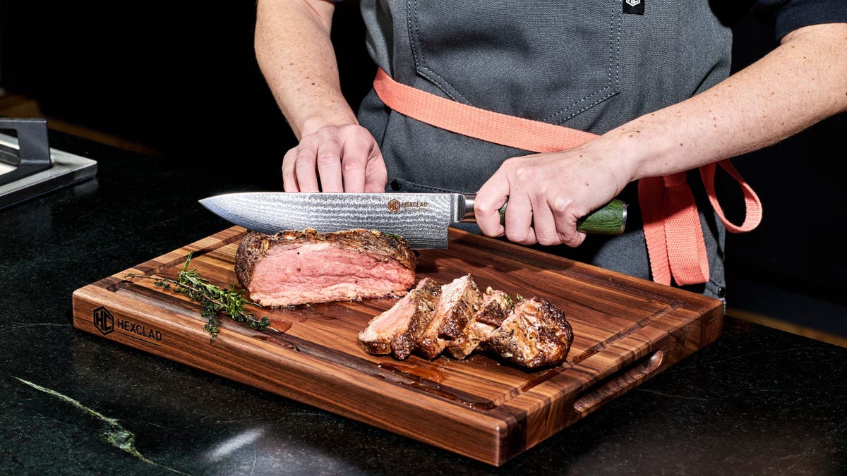 This cutting board is made of walnut wood.