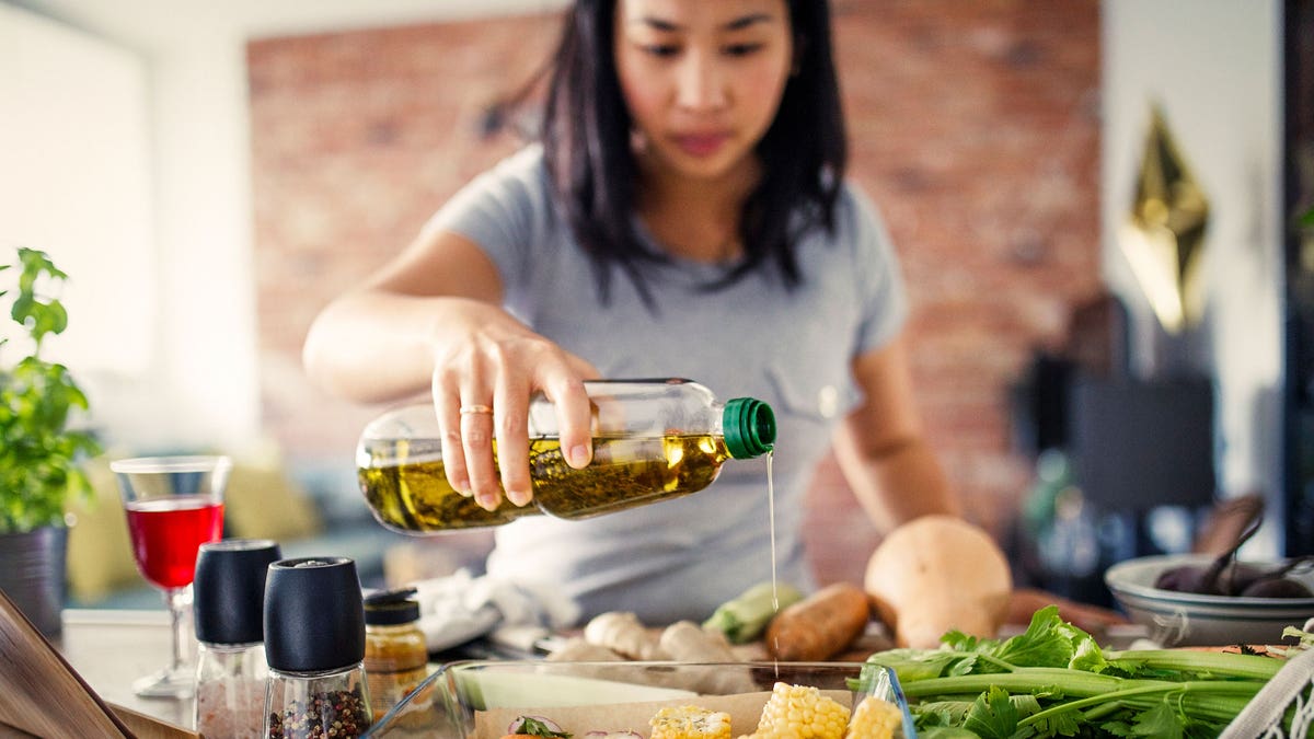 Woman using cooking oils