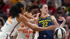Caitlin Clark gets poked in eye, shoved to ground in skirmish with Sun players