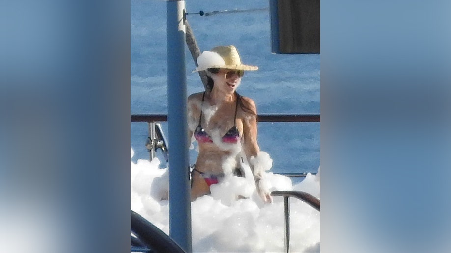Lauren Sanchez was all smiles as she partied on Jeff Bezos' yacht off the coast of Croatia.