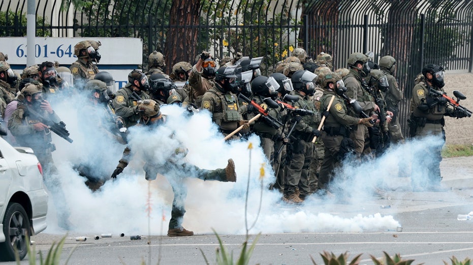 Violent anti-Trump protesters force LAPD to take action as peaceful day turns chaotic