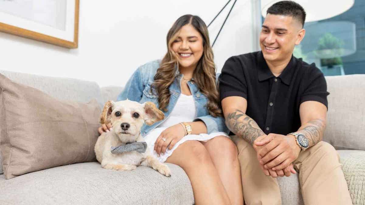 couple with dog