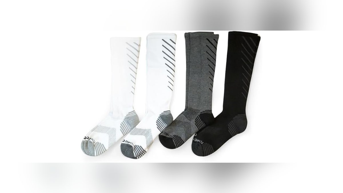 These socks provide firm compression that boosts circulation and eases fatigue. 
