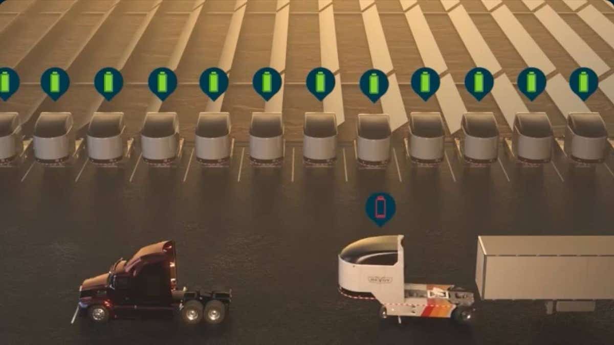 Explain to how Revoy Dolly connects to the fifth wheel hurdle of the truck.