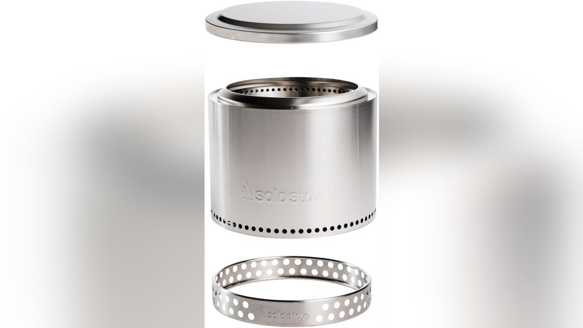 This stainless steel fire pit delivers a smokeless burn and a cozy ambiance.
