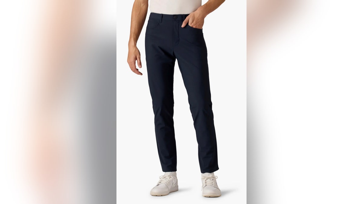 These trousers donated a hat, which are associated with a change from the office. 