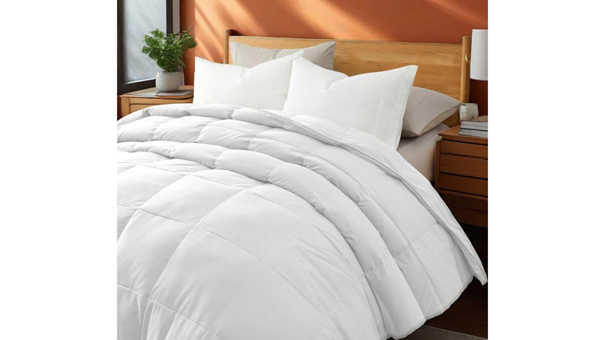 Down comforters are filled with comfortable goose feathers.