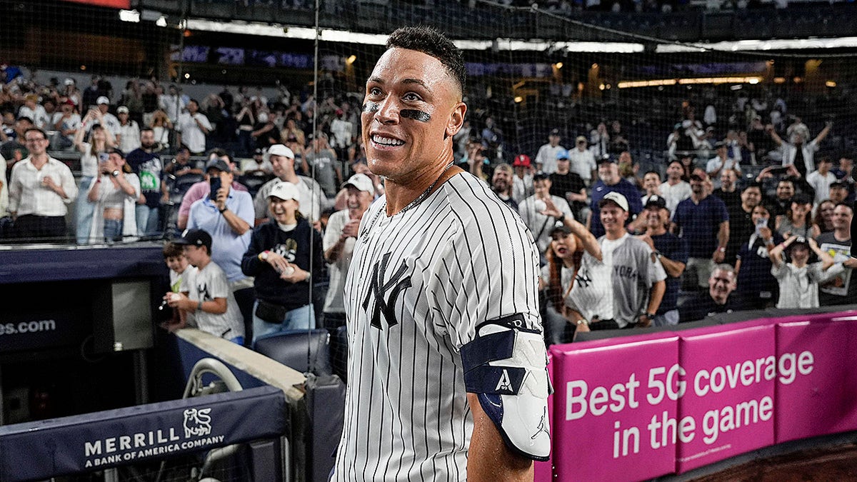 Aaron Judge looks on