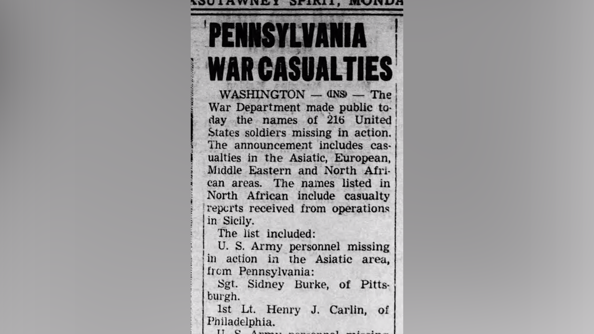 Clipping in the newspaper indicates the announcement of the death of Carlin.