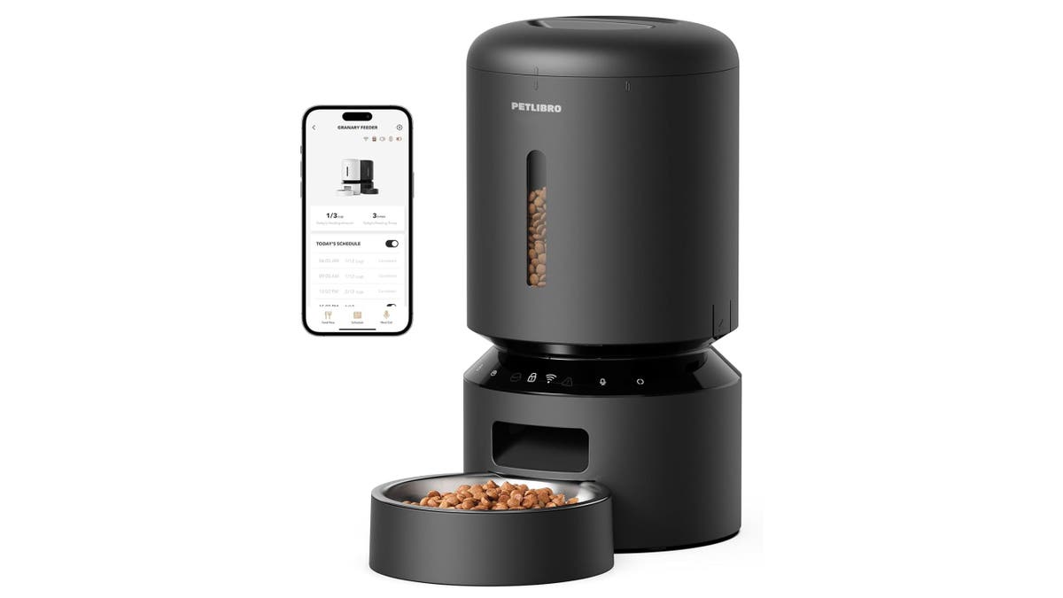Set your feeder to give your dog or cat food on a specific schedule.
