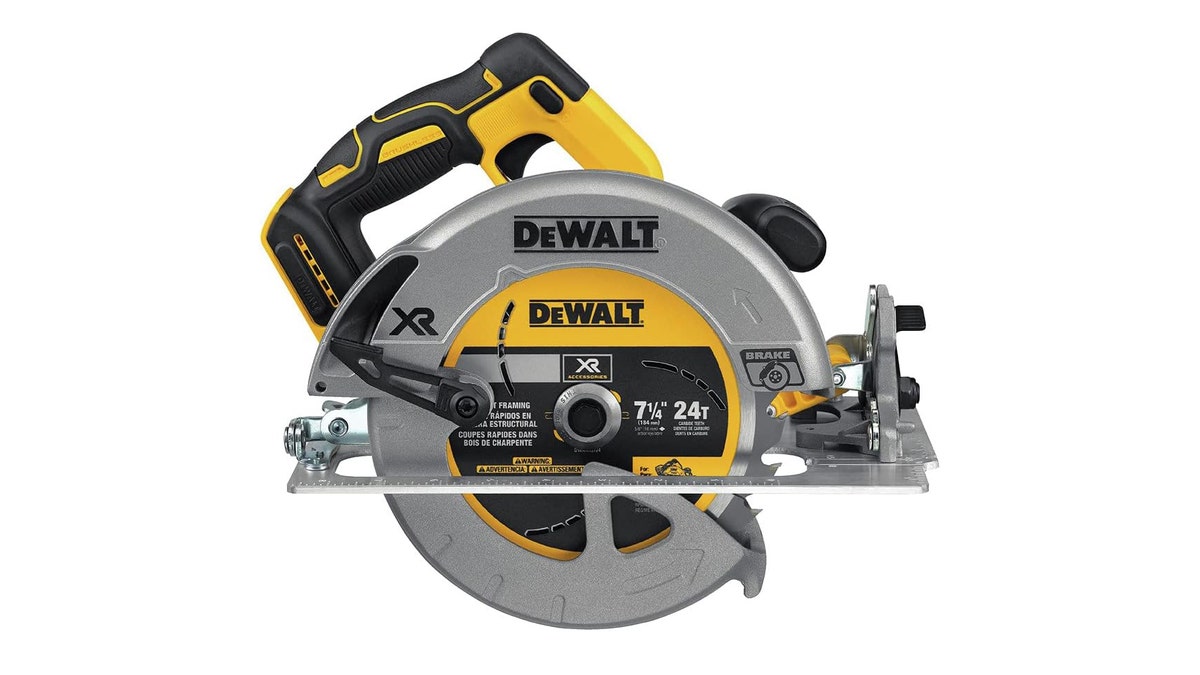 Get angled cuts fast with DeWalt's reliable circular saw.