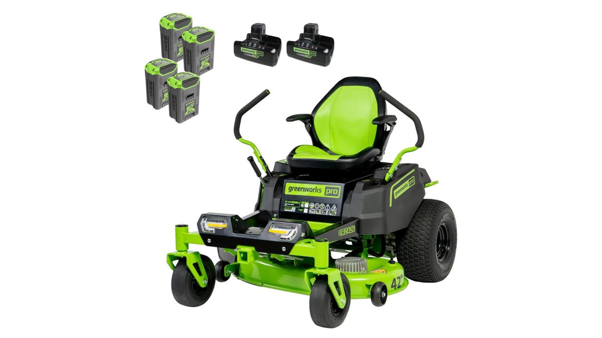 Cut up to 1.5 acres with a riding mower.