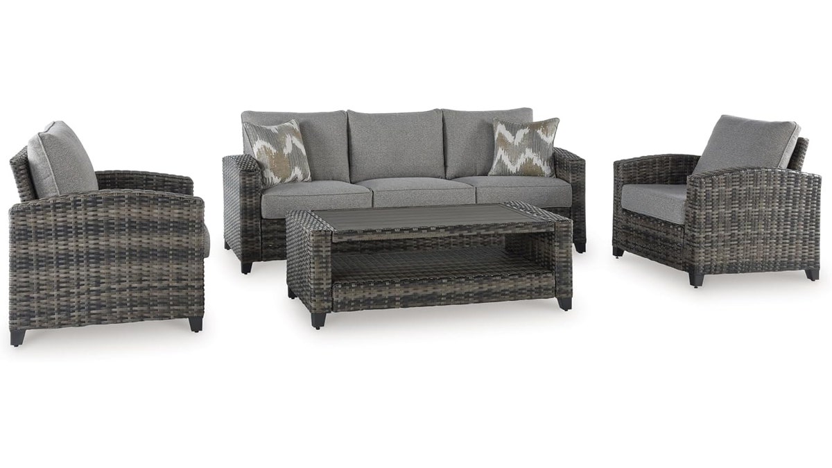 Feel like you're in your living room with this outdoor sofa and chairs. 