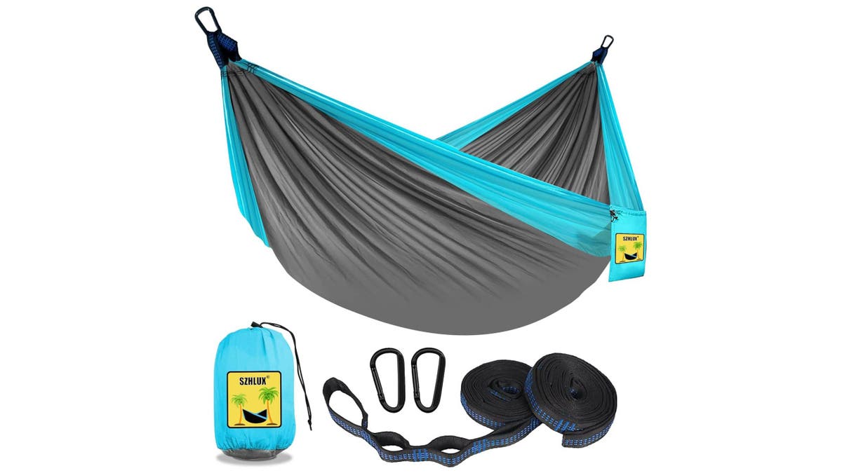 Enjoy relaxing in this camping hammock.