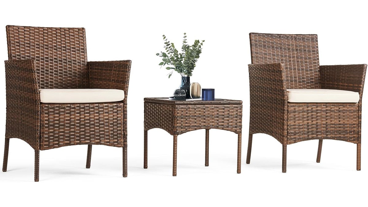 A durable patio set for two. 
