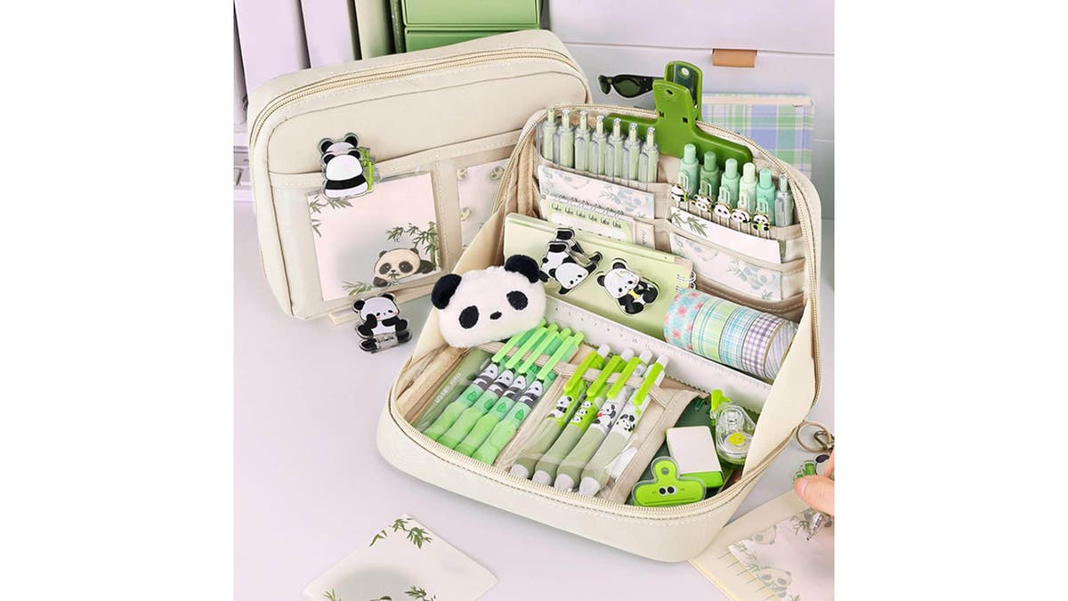 Store pencils and small notebooks in this pencil case.