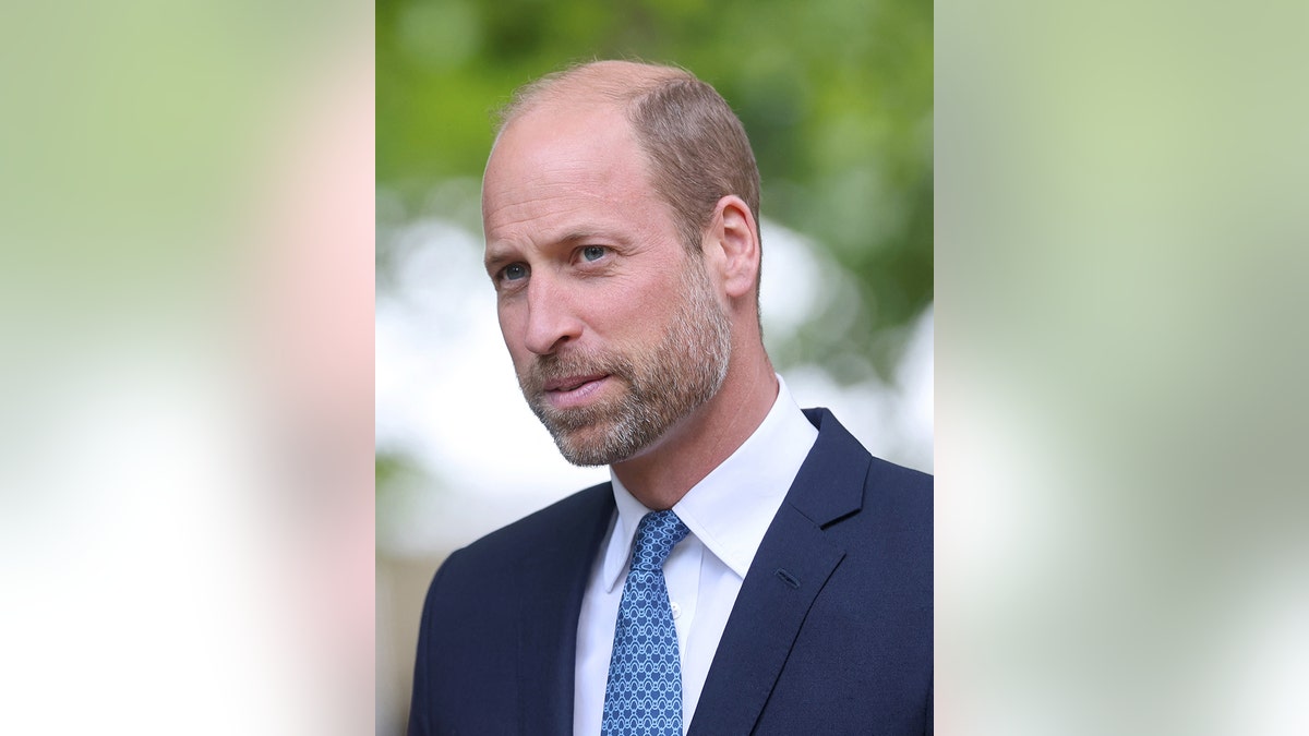 A close-up of Prince William in a dark blue suit with a light blue tie.