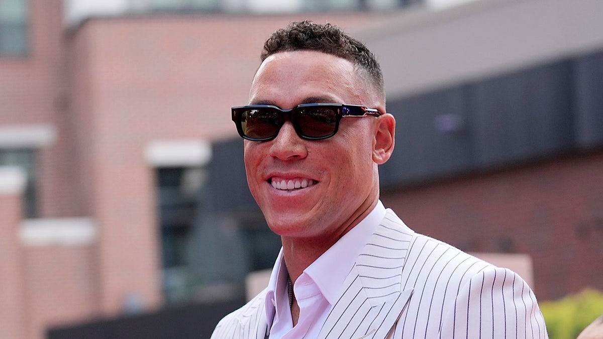 Aaron Judge looks on