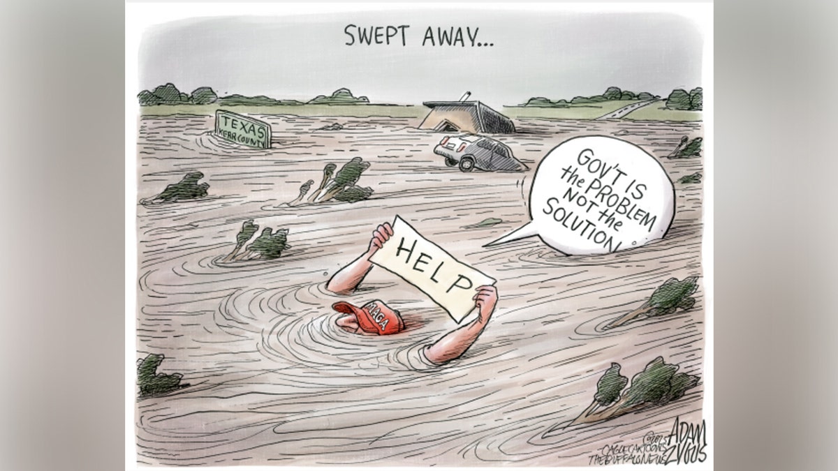 Buffalo News political cartoon on Texas floods