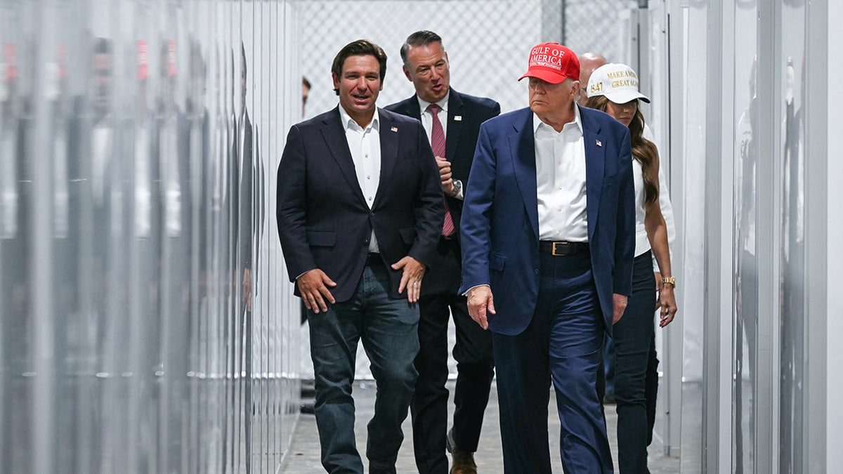 Donald Trump, Kristi Noem, and Ron DeSantis tour Alligator Alcatraz