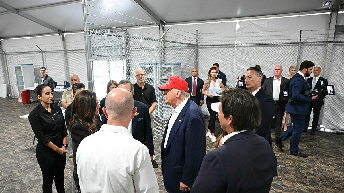 Donald Trump, Kristi Noem, and Ron DeSantis tour Alligator Alcatraz