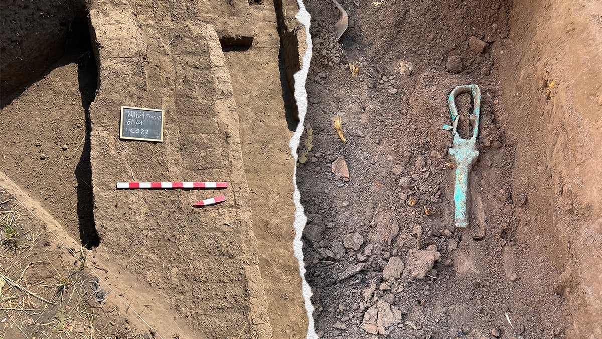 Split image of excavation site