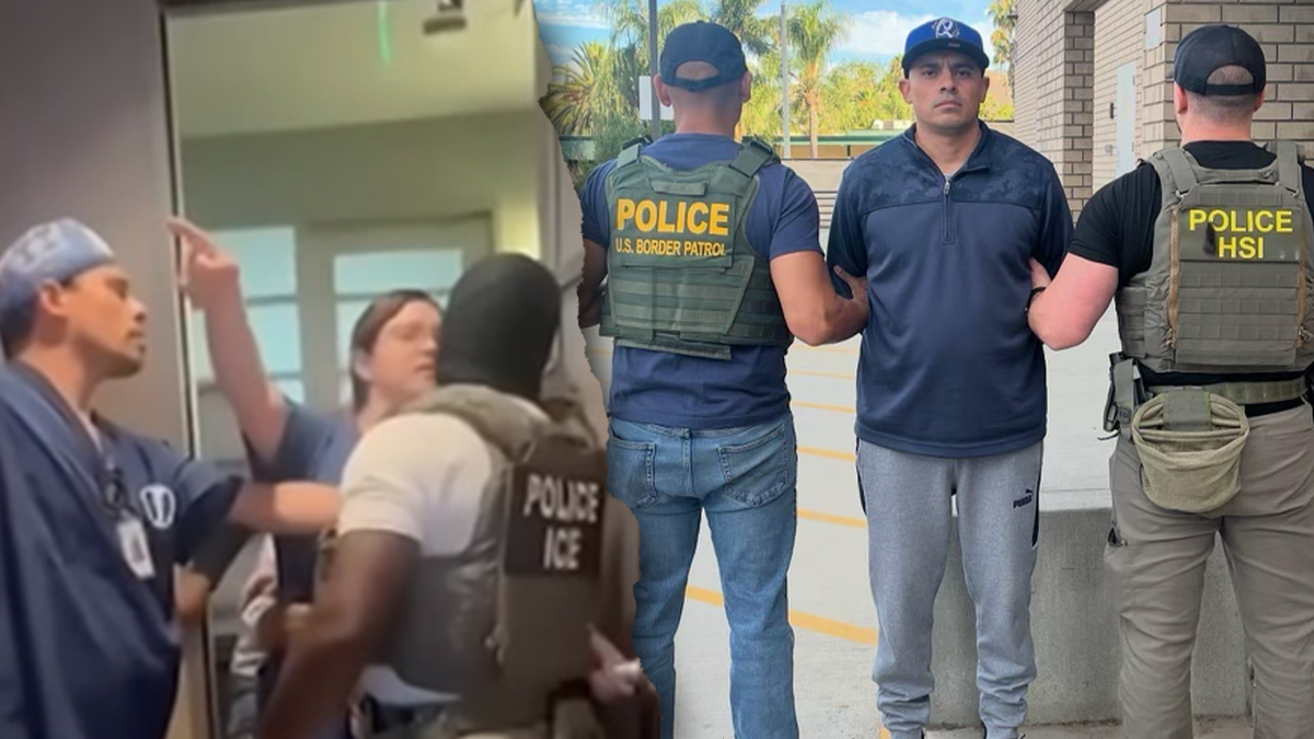 California clinic conflict (left) and arrest (right)