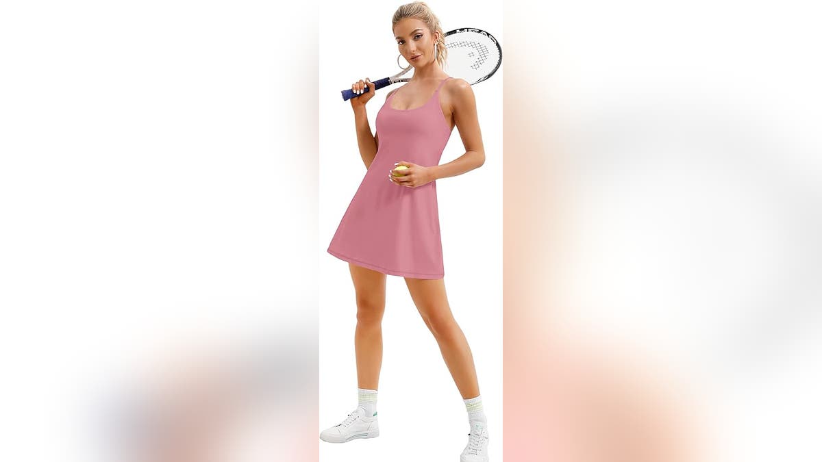 This comfortable athletic dress shines on and off the court. 