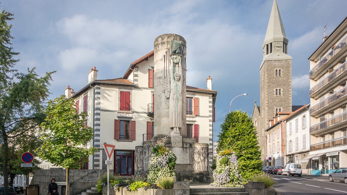 Monument of Paul Doumer and nan Sacre Coeur religion successful Aurillac, France