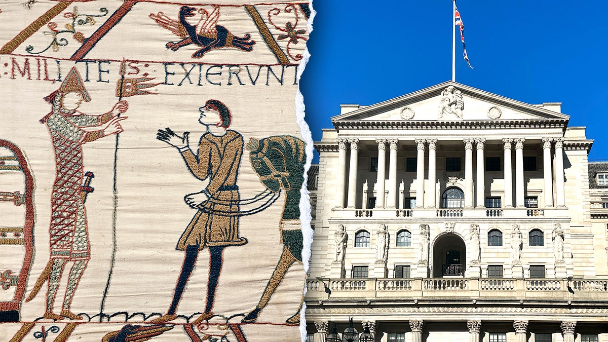 Split image of Bayeux Tapestry, British Museum