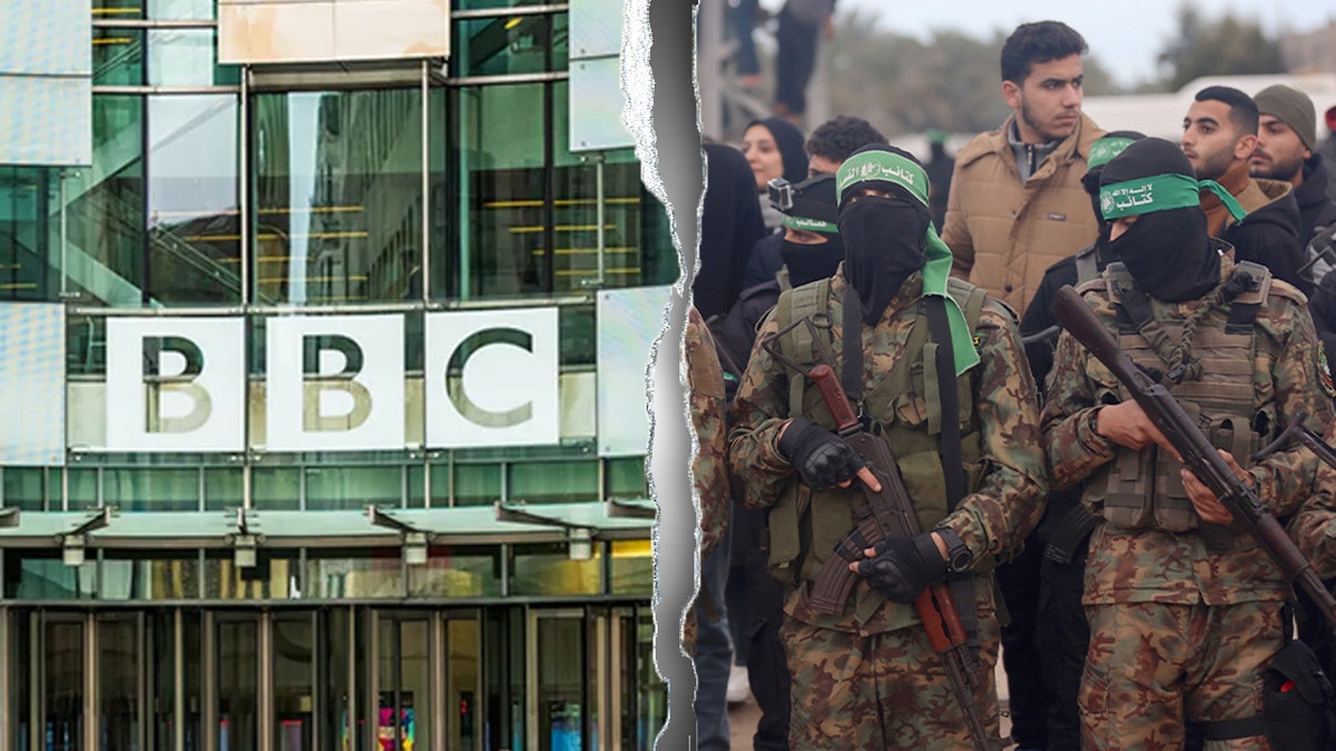 BBC building and Hamas terrorists.