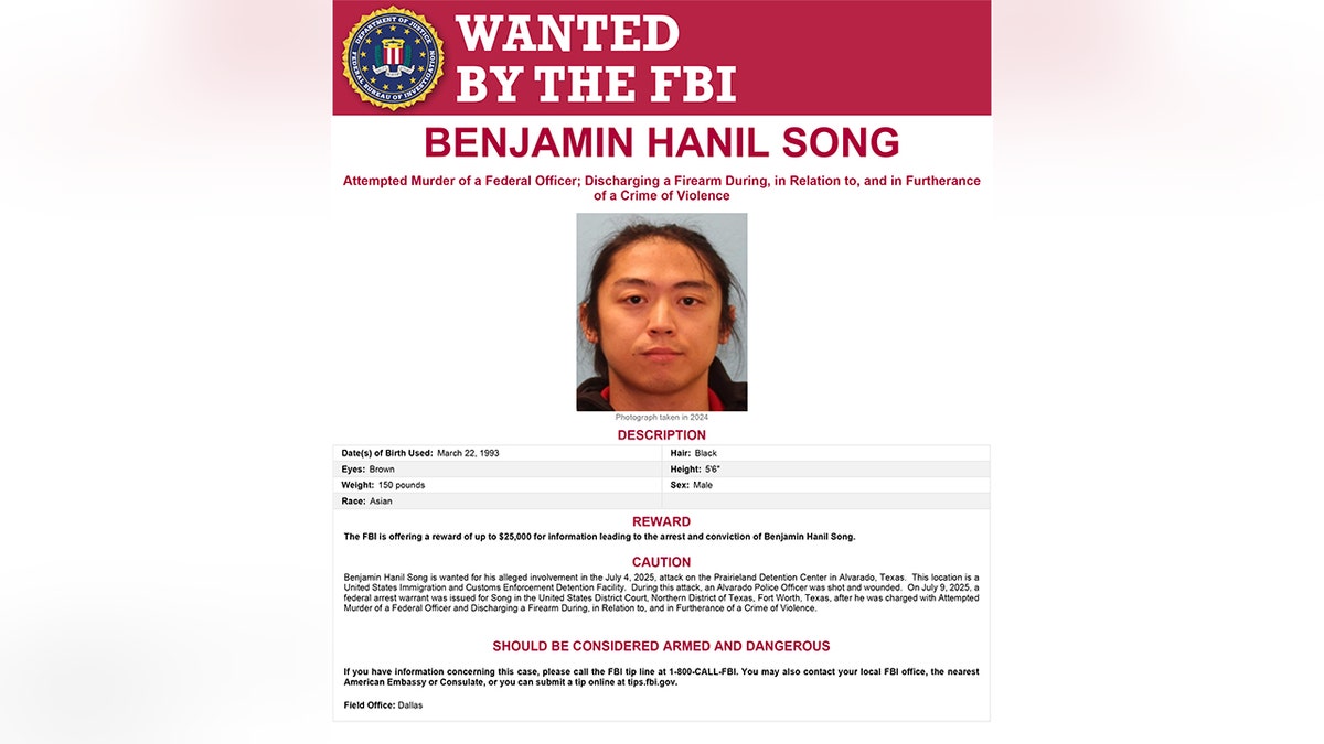 FBI wanted poster of Benjamin Song