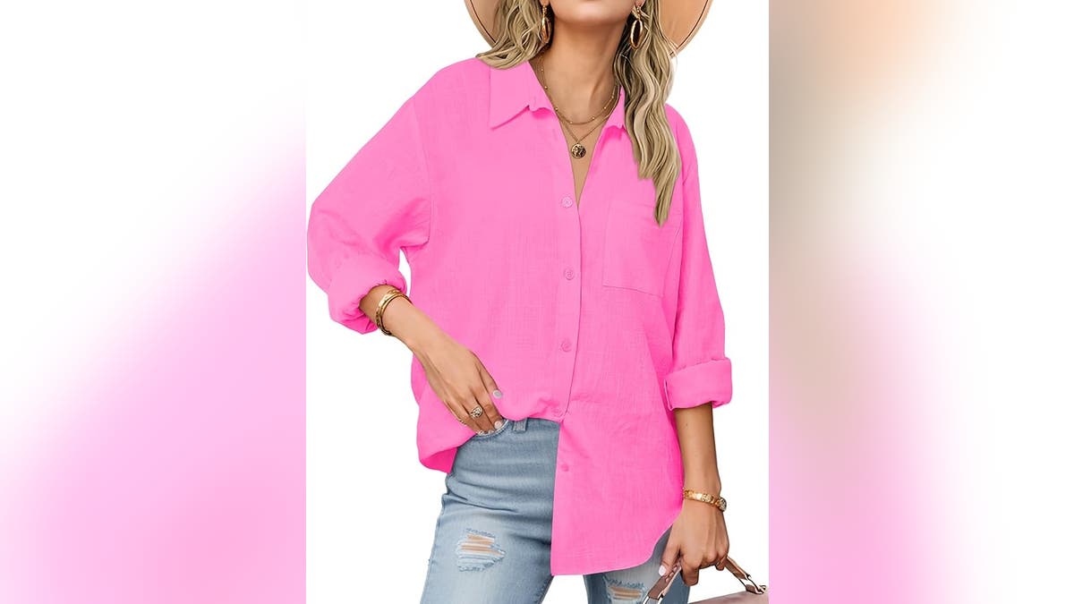This button-down shirt looks great with anything in your closet.