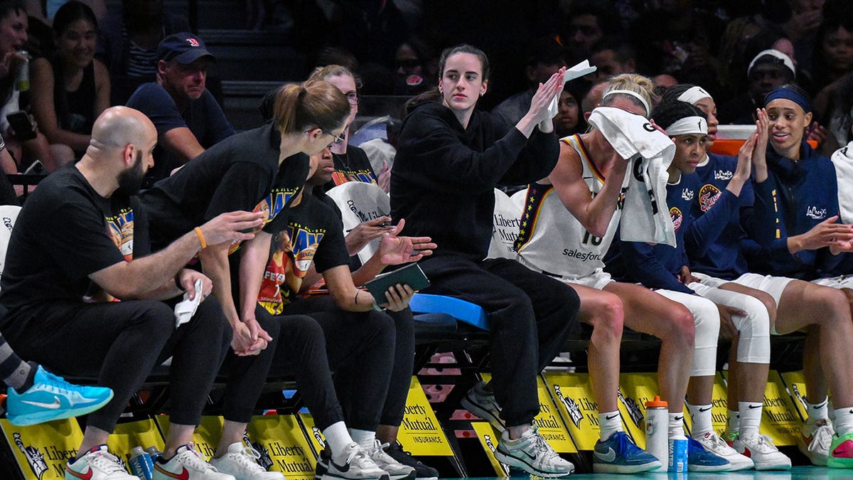 Caitlin Clark on the bench