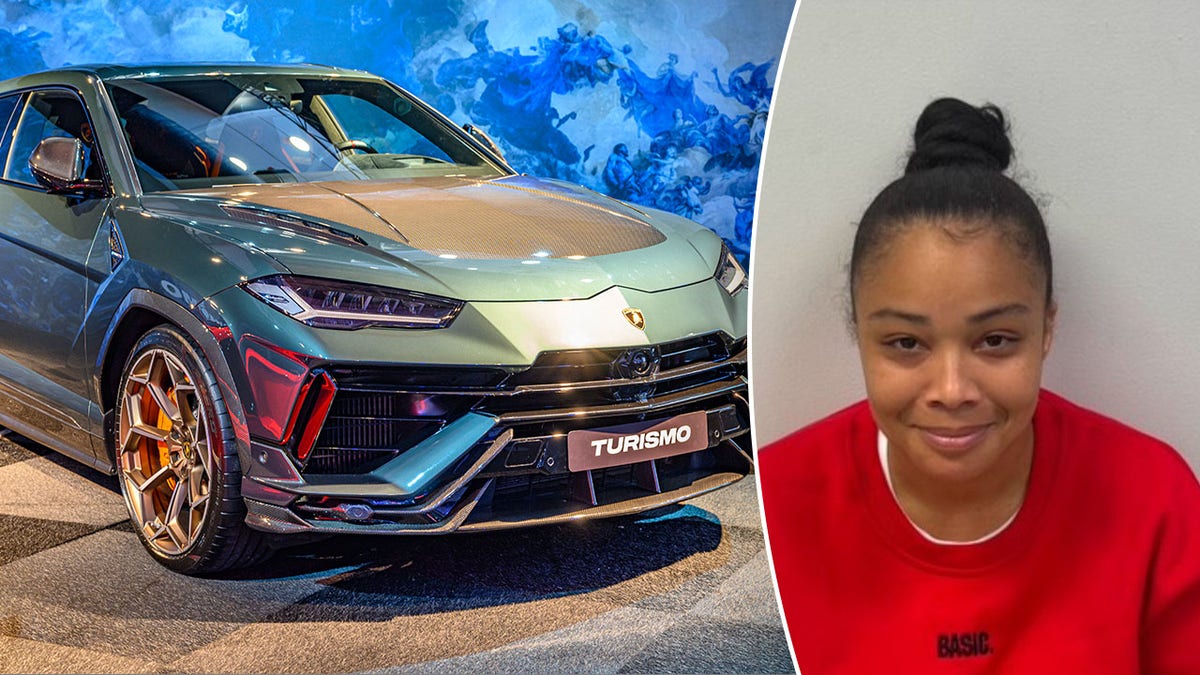 Candace Taylor and a Lamborghini sports car
