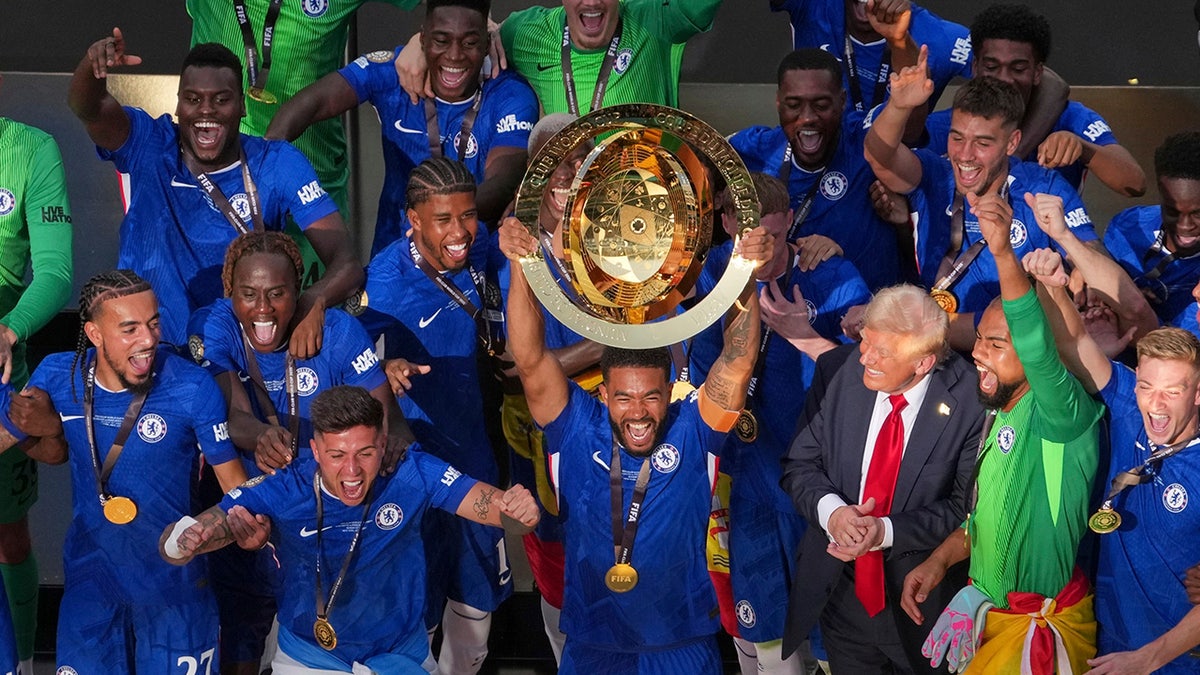 Chelsea players observe nan Club World Cup trophy