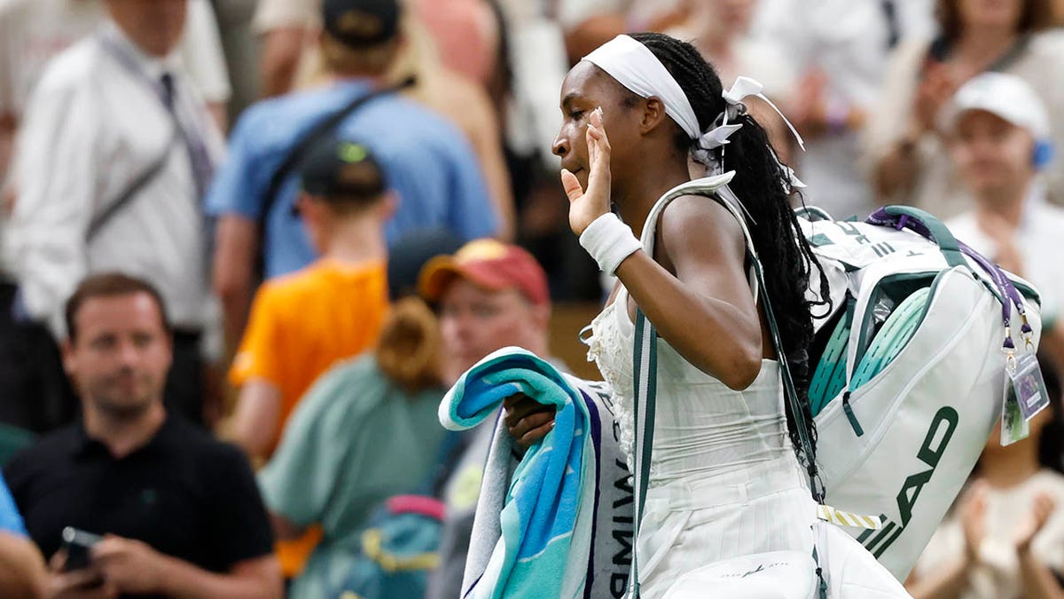 Coco Gauff exits the court at Wimbledon