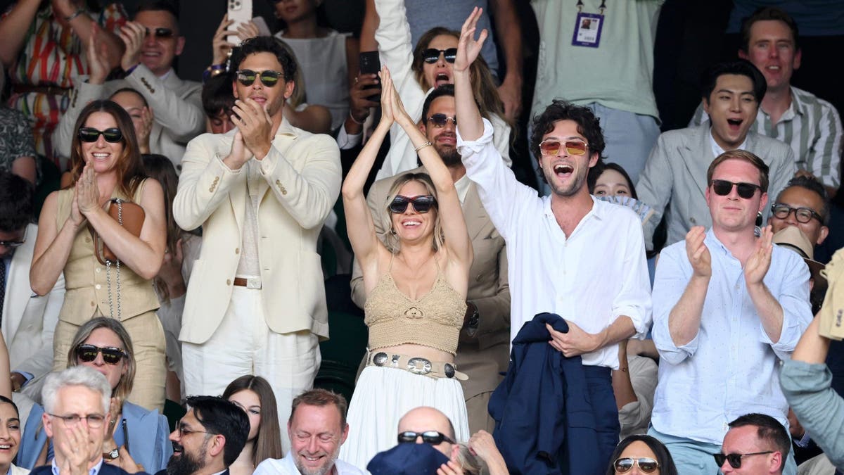 Cooper Koch among a group of stars wearing Ralph Lauren to the 14th day of the Wimbledon Tennis Championships in July 2025