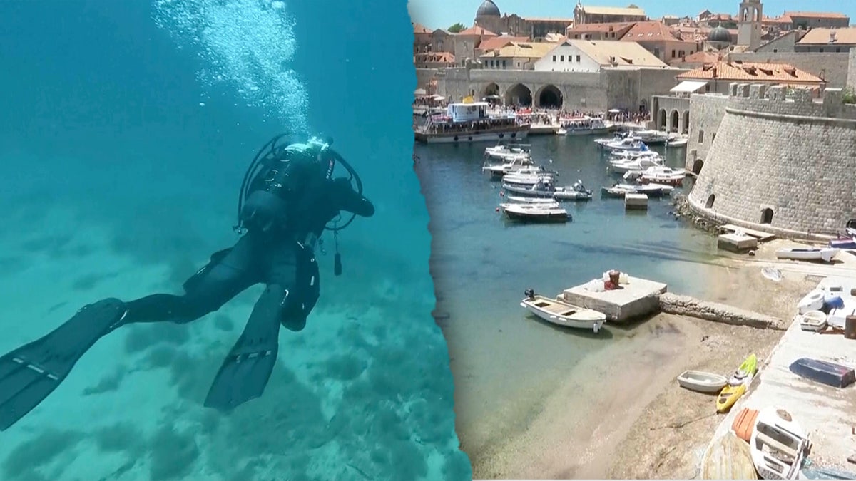 Bagilah gambar penyelam, pantai Dubrovnik