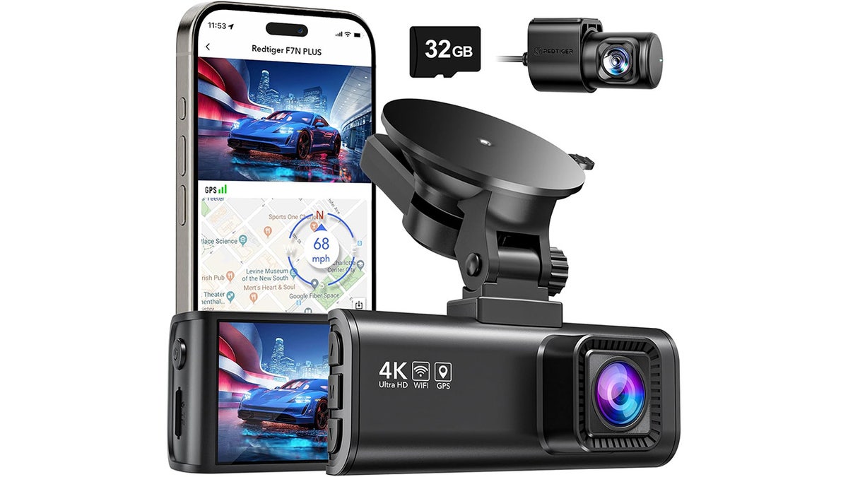 Get front and rear views with this dash cam set.