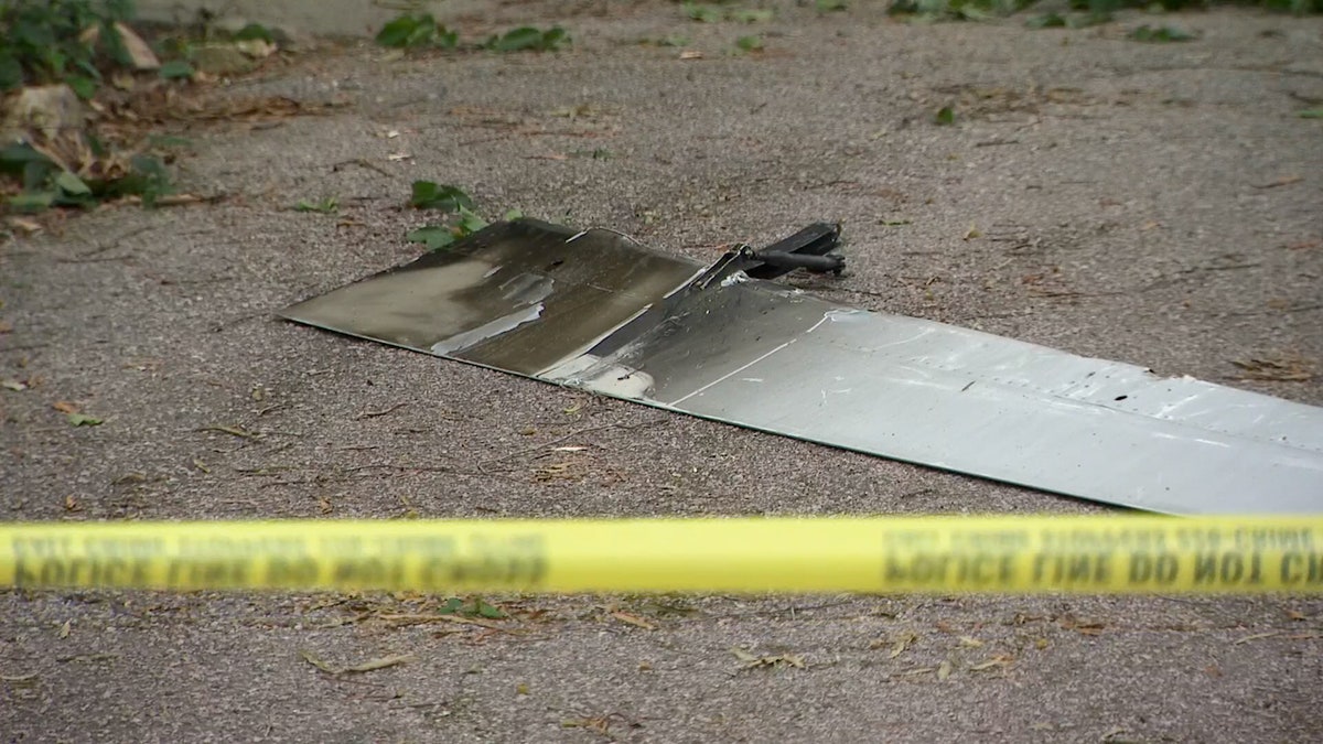 The wing flap of the Boeing 737-900, departing from Hartsfield-Jackson Atlanta International Airport on July 1, will be seen after landing in a driveway in North Carolina.