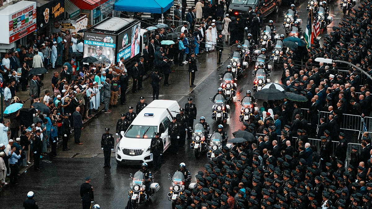 Sea of blue for New York City Police Department (NYPD) officer Didarul Islam