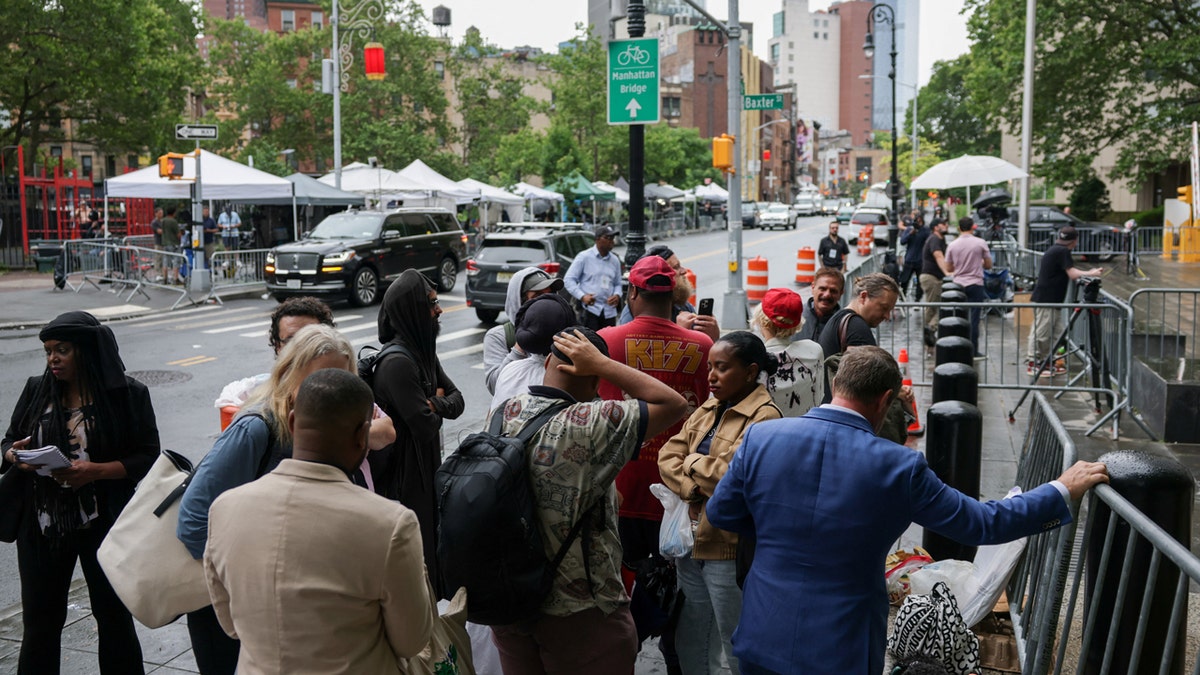 Crowd outside the courthouse during Diddy's trial